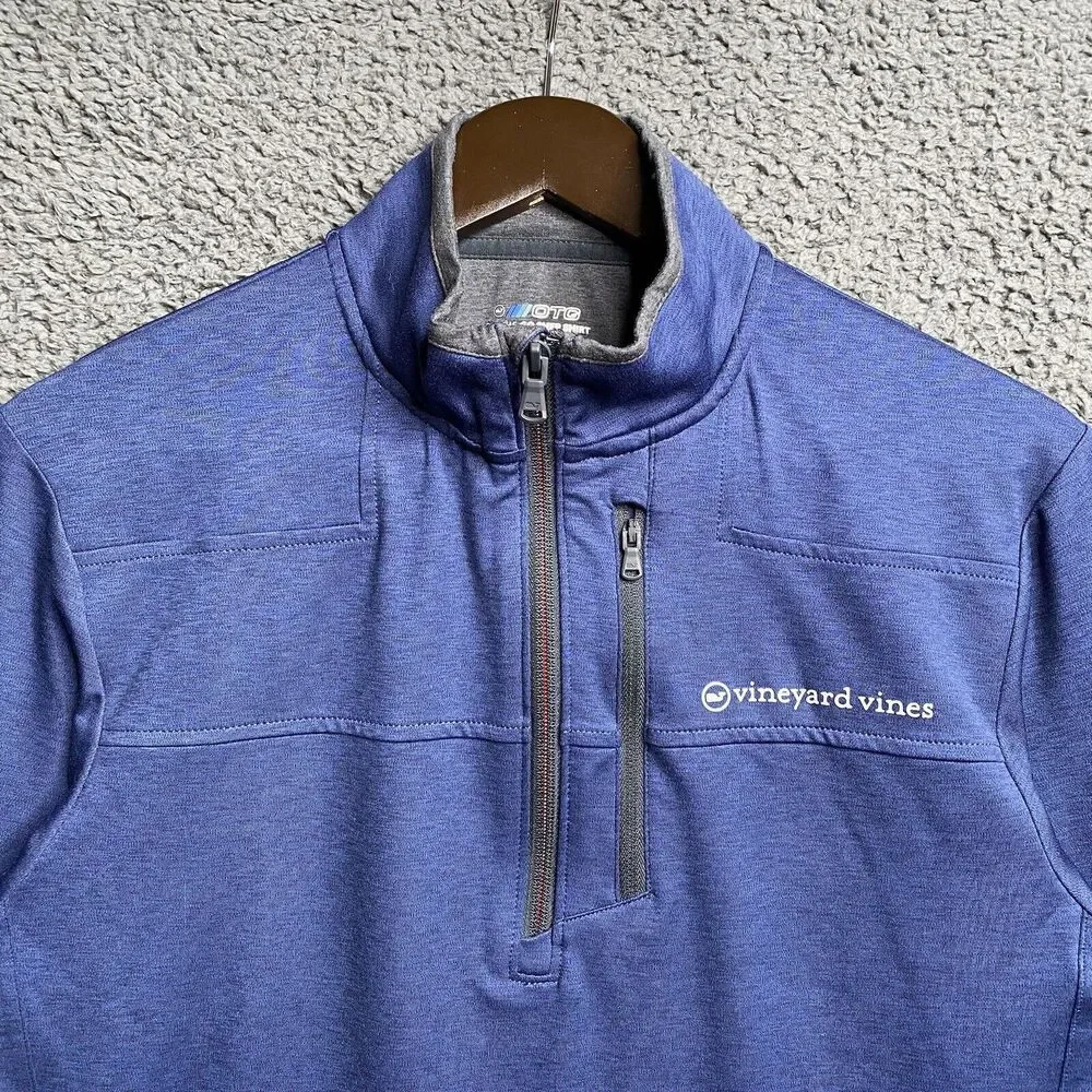 Vineyard Vines On the Go Shep 1/4 Zip Shirt Men’s Deep Bay Blue Mens Small